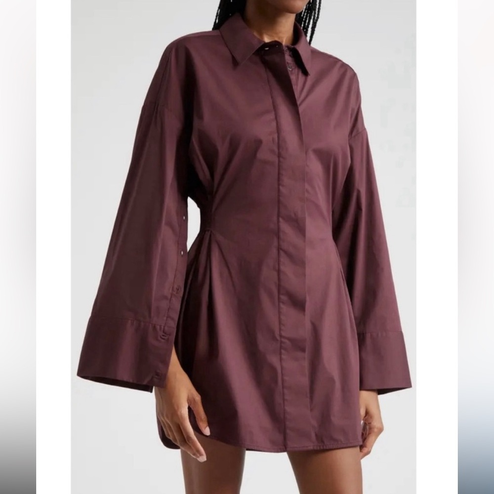 STAUD Cindy Shirtdress In Merlot